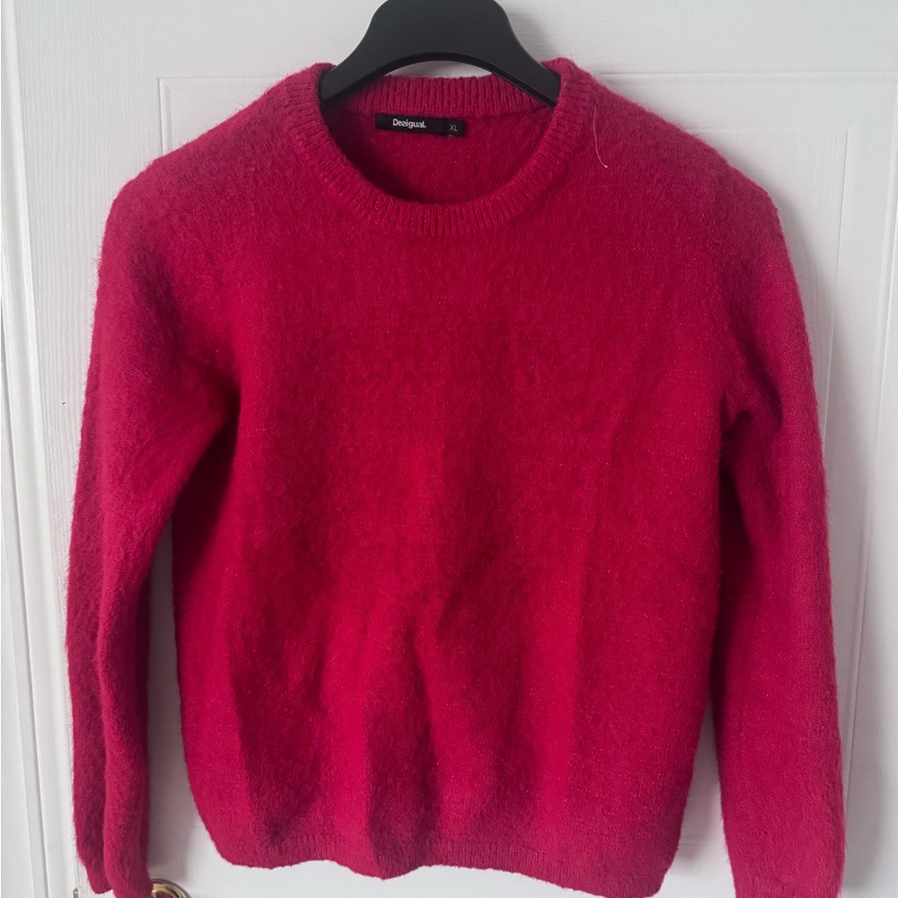 Desigual Women's Vibrant Fuchsia Crew Neck Sweater